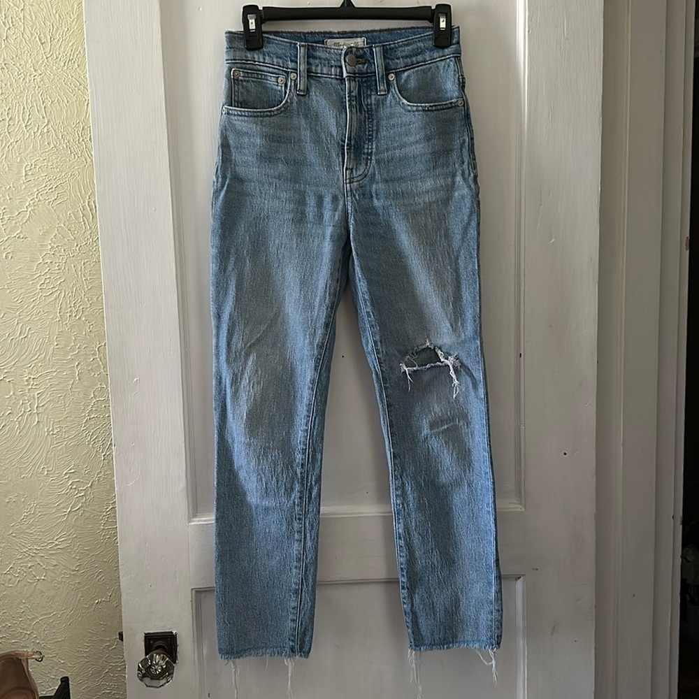 Madewell Light Wash The Perfect Vintage Distressed Raw Hem Denim Jeans